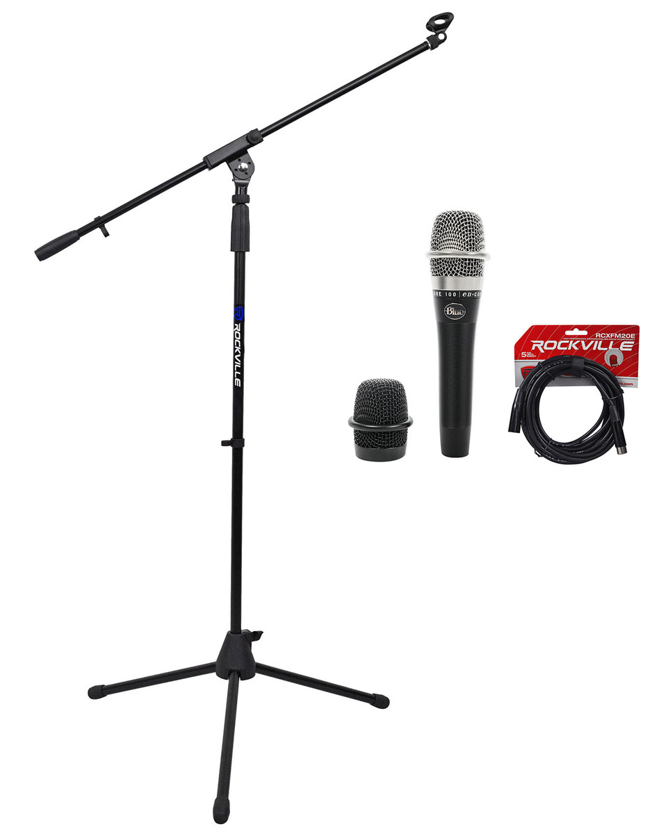Microphone+Mic　Black　Rockville　Audio　Blue　100　Handheld　Encore　Dynamic　Stand+Clip+Case+Cable