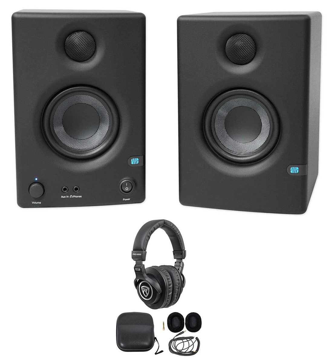Pair Presonus Eris E3.5 3.5 Powered Studio Monitor Speakers+Studio  Headphones