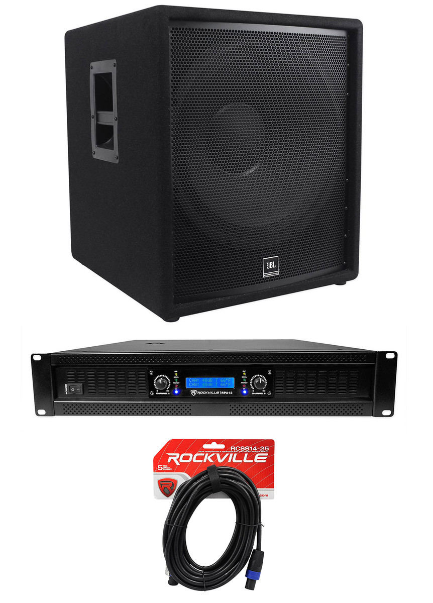 JBL Pro JRX218S 1400w 18" PA Subwoofer Sub+2-Channel Power Amplifier+Cable - Audio