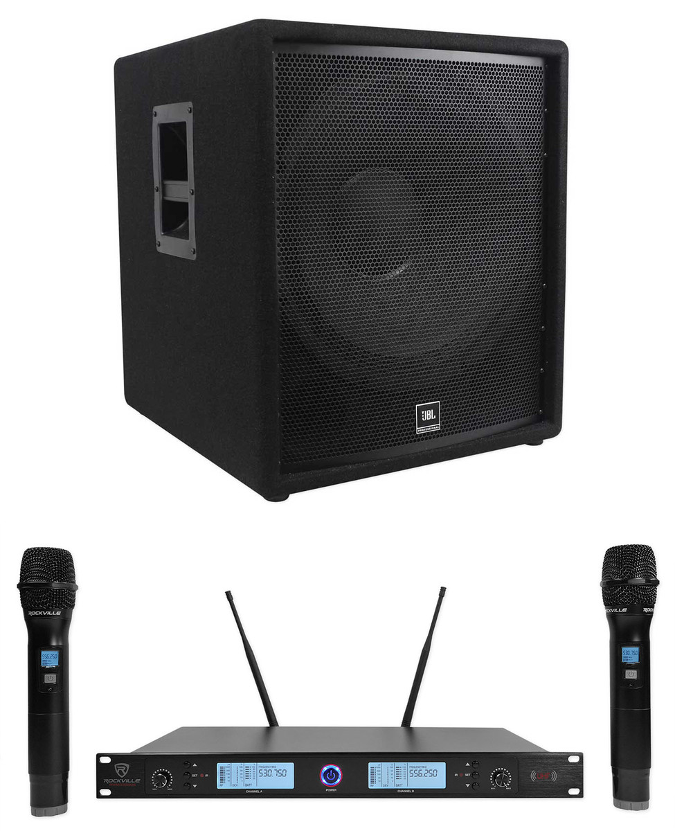 JBL Pro JRX218S 1400w 18" Passive Subwoofer DJ Sub+Dual UHF Wireless  Microphones - Rockville Audio