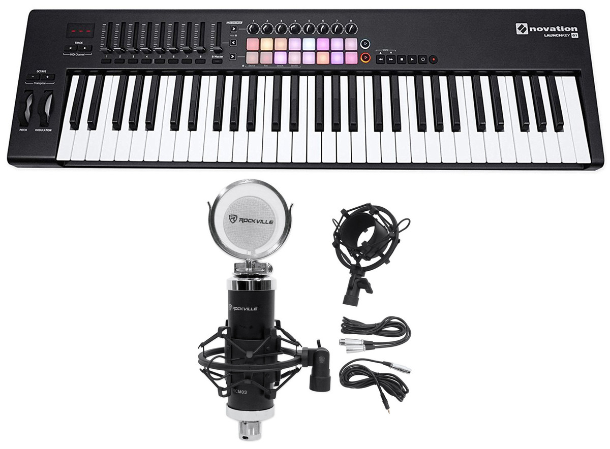 Novation LAUNCHKEY 61 MK2 MK11 61-Key USB/MIDI Controller Keyboard+Studio  Mic