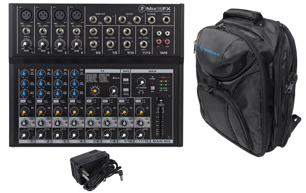 Mackie Mix12FX 12-Channel Compact Mixer w/ Effects+ Backpack Carry