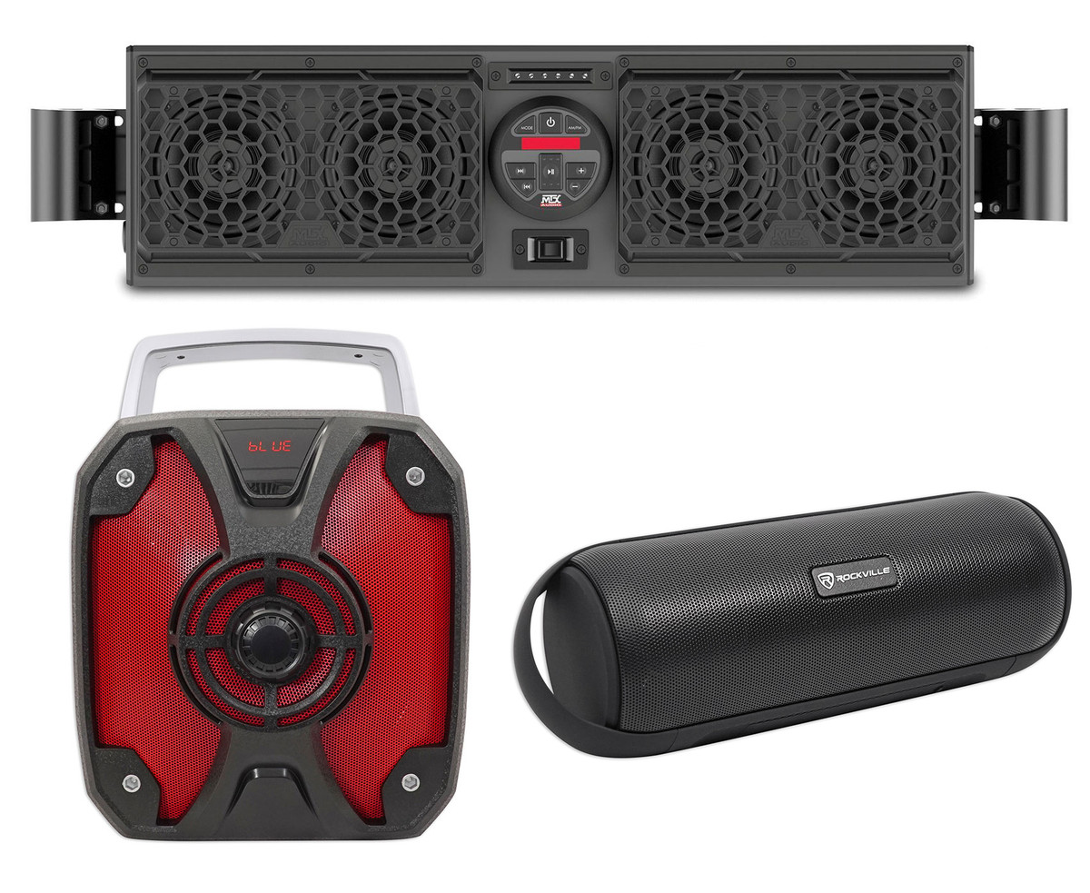 MTX MUDSYS31 Four-Speaker Bluetooth Soundbar for Polaris RZR/ATV/UTV+Rockbox