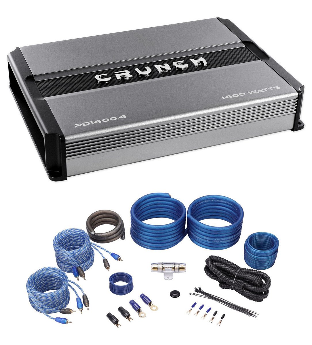 Crunch PD1400.4 1400w 4-Channel Pro Power Car Audio Amplifier Class AB+Amp  Kit