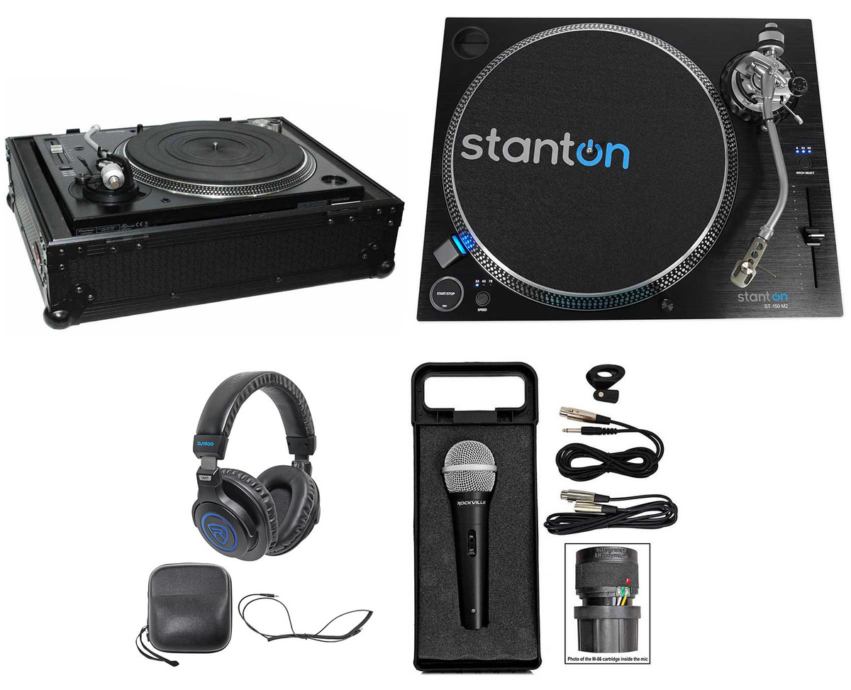 Stanton ST.150 M2 DJ Turntable w/High-Torque S-arm+Headphones+Mic+Hard Case