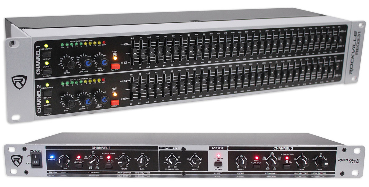 Rockville REQ231 Dual 31 Band 1/3 Octave Graphic Equalizer+3 