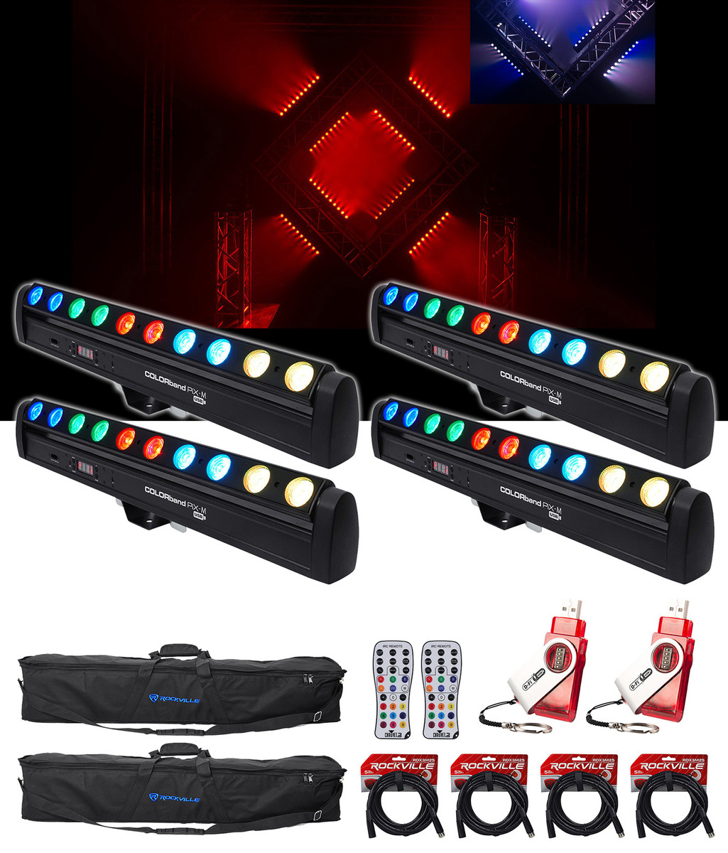 4 Chauvet DJ Colorband Pix M USB DFi Strip Lights+Bags+Cables
