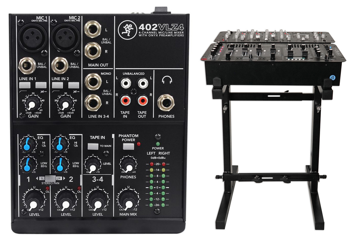 lure Lav aftensmad usikre Mackie 402VLZ4 4-channel Compact Analog Low-Noise Mixer w/ 2 ONYX  Preamps+Stand - Rockville Audio