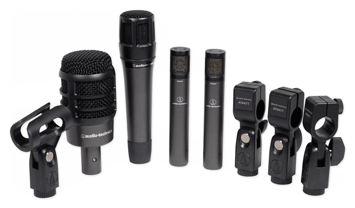 Audio Technica ATMDRUM4 Drum Microphone Kit w/(4) Mics+InEar Monitors
