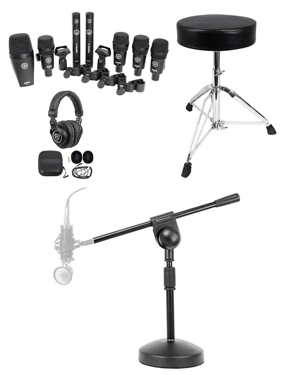 AKG Drum Set Session I (7) Mics  Bass/Overhead/Snare/Tom+Throne+Stand+Headphones