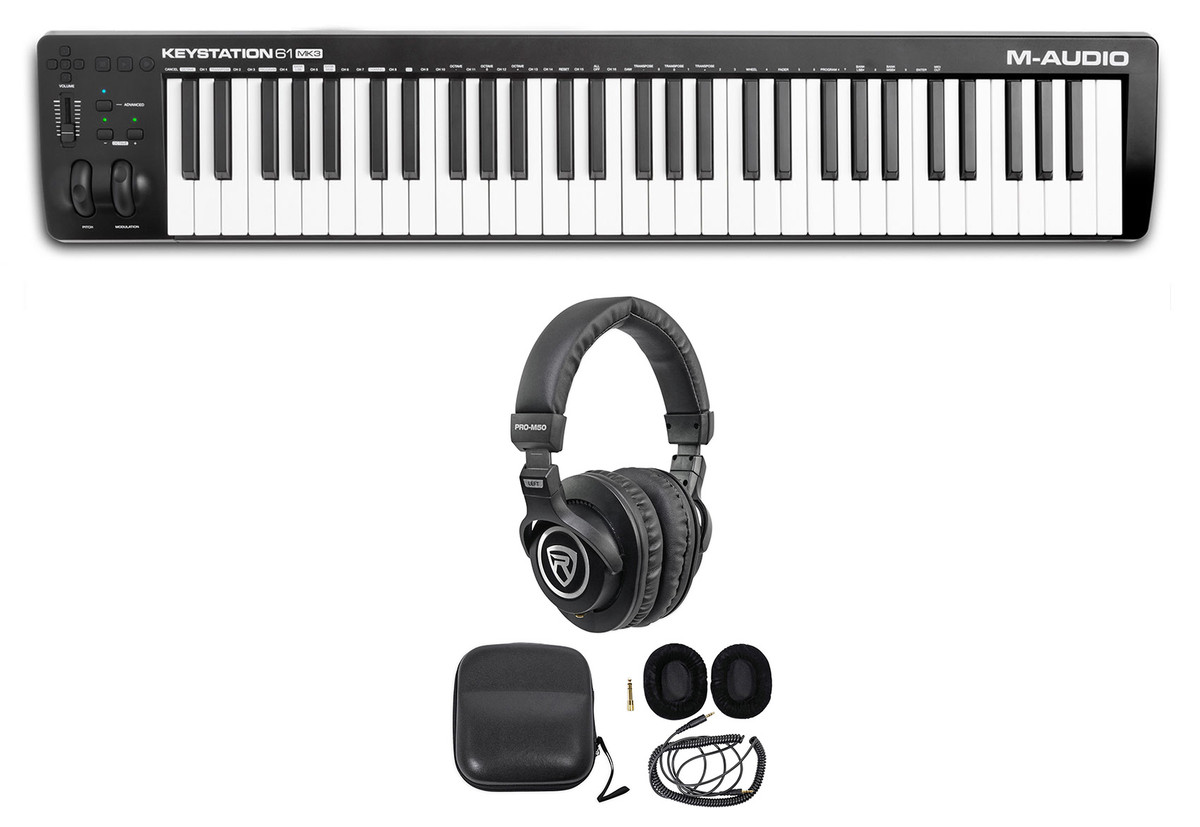 M-Audio Keystation 61 III 61-Key USB MIDI Keyboard Controller MK3 +  Headphones