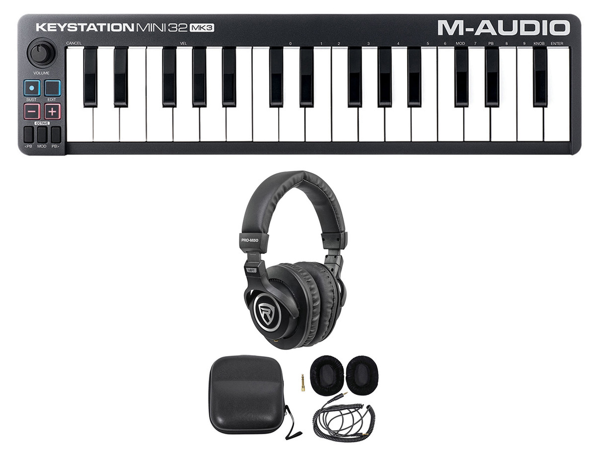 M Audio Keystation Mini 32 Iii 32 Key Midi Usb Keyboard Controller Headphones Rockville Audio