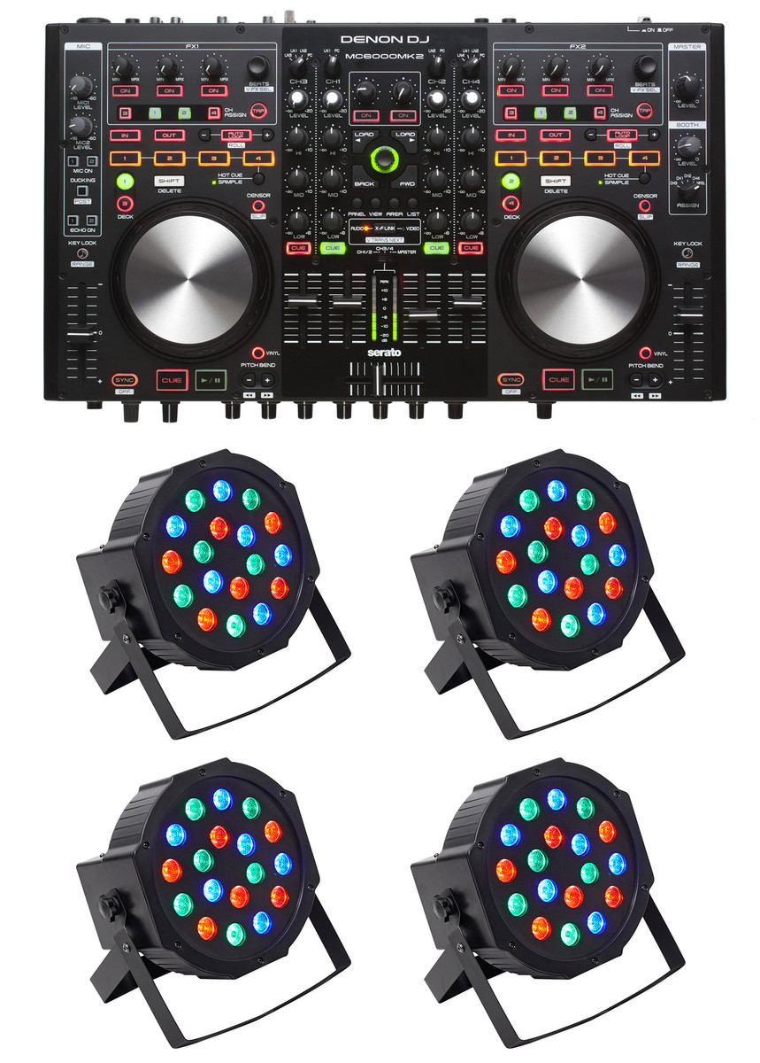 DENON MC6000 MK2 Serato DJ Controller Digital Mixer+(4) Par