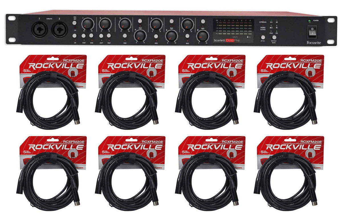 Focusrite Scarlett OctoPre 8-Channel Microphone Mic Preamp + (8) XLR Cables