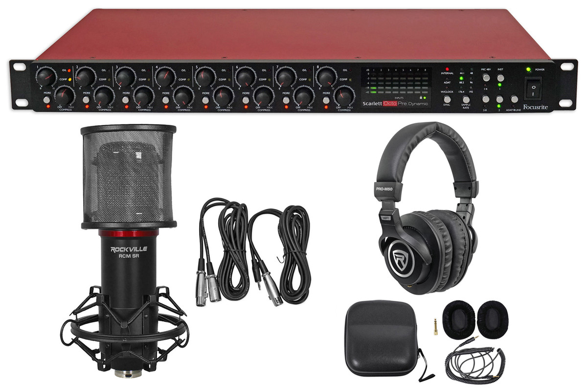 Focusrite Scarlett OctoPre Dynamic Microphone Preamp+Studio  Mic+Mount+Headphones 699.99