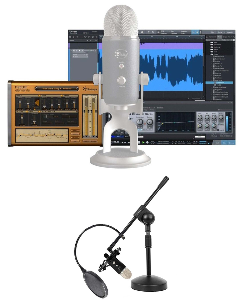 Blue Yeti Pro Studio USB Recording Microphone+Software+Boom Stand+Pop Filter