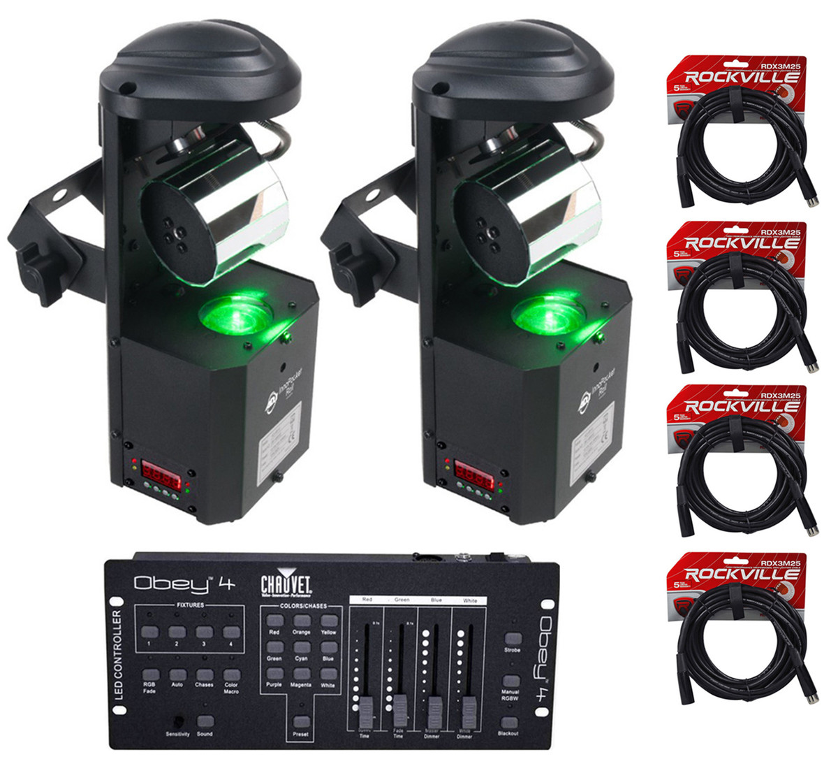 2) American DJ ADJ Inno Pocket Roll Mirror Scanner Lights+