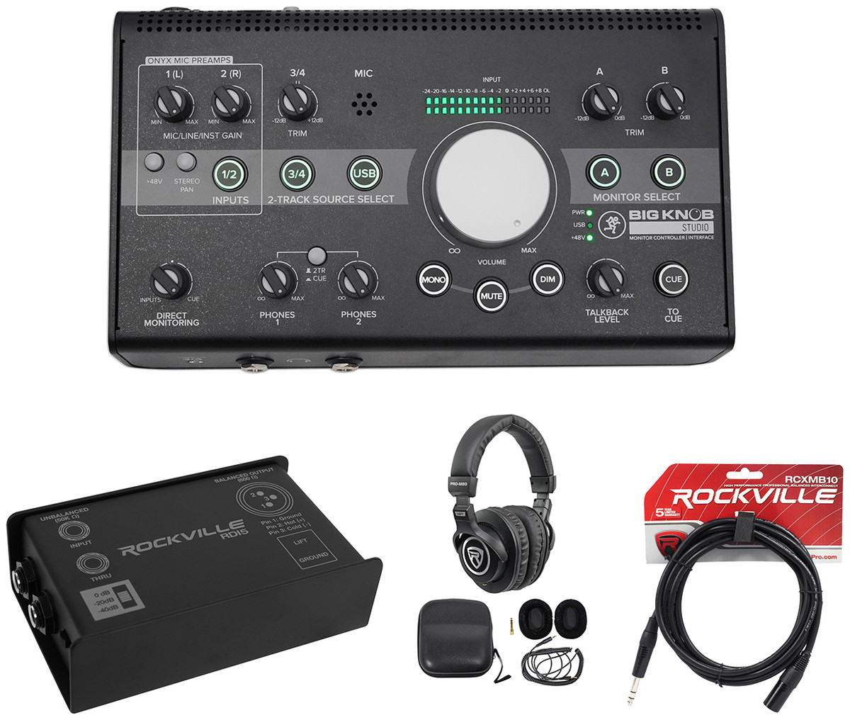 Mackie Big Knob Studio + Plus 4x3 Monitor Controller Interface+DI