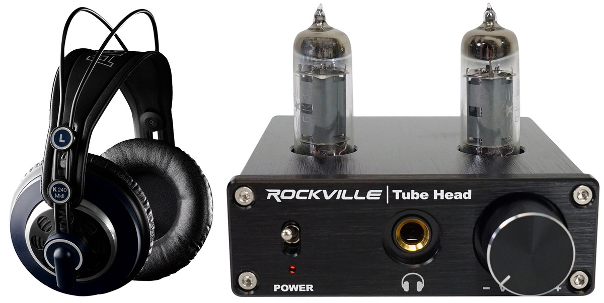 AKG K240 MKII Studio Audiophile Headphones K 240 MK II + Tube Headphone Amp - Rockville Audio