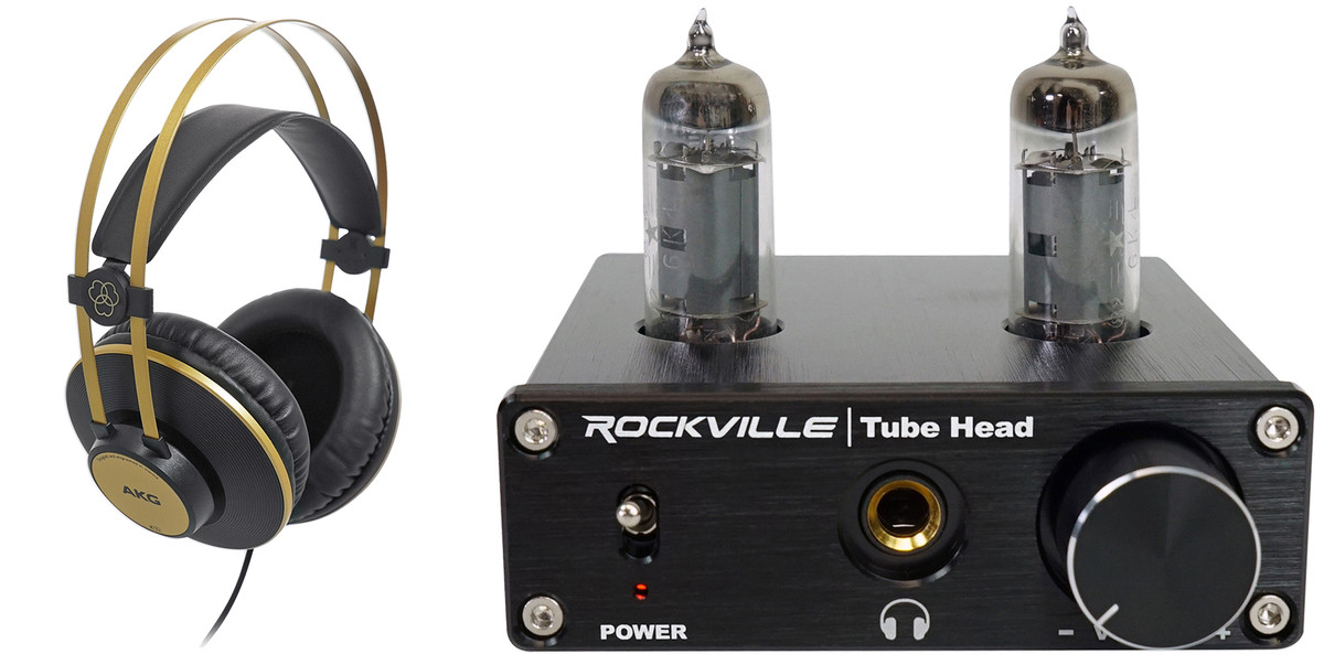 AKG K92 Closed-back Studio Monitoring Headphones+Tube Headphone Amp -  Rockville Audio