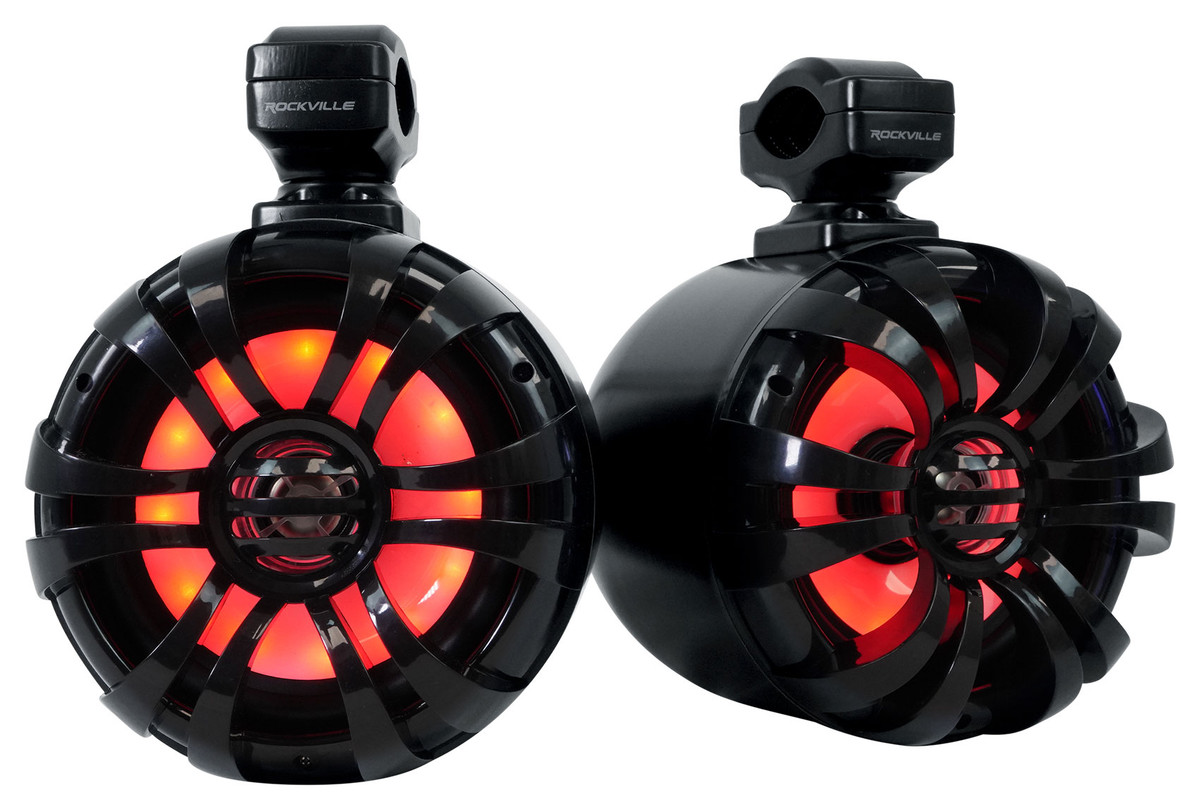 (2) Rockville WB65KLS Black 6.5" LED Swivel Tower Speakers For RZR/ATV