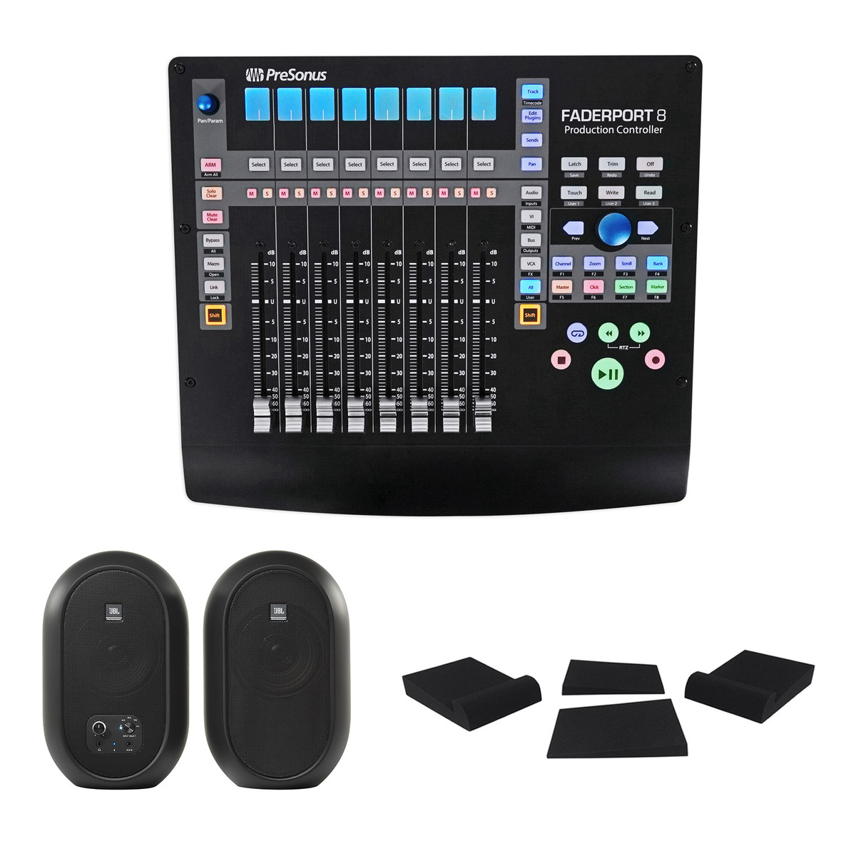 PRESONUS FADERPORT 8 USB 8-Channel Mix Production DAW Controller+JBL  Monitors