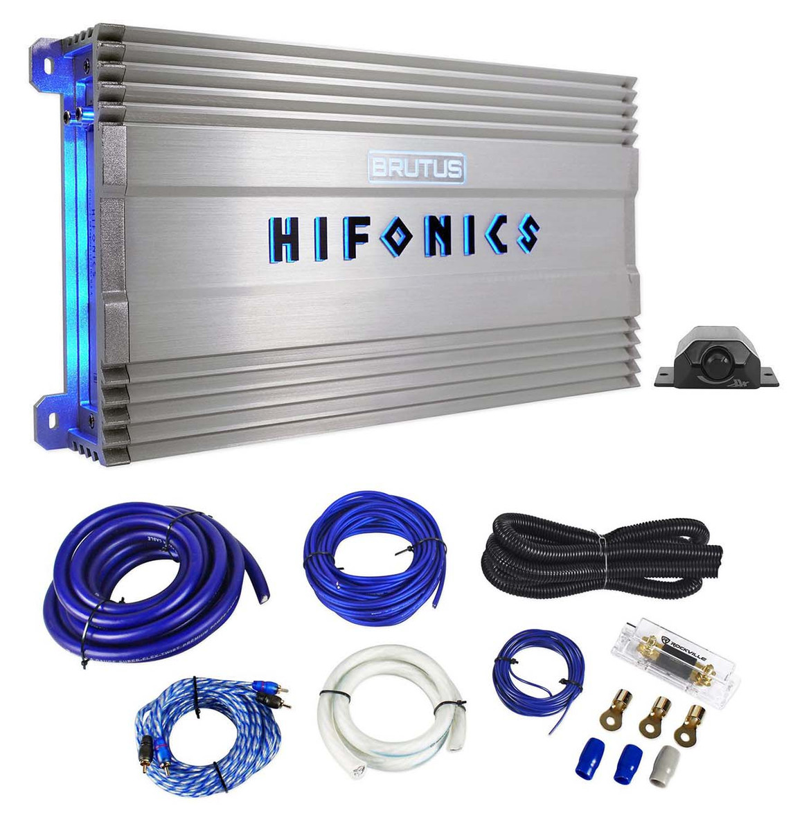 Hifonics BG-2500.1D BRUTUS Gamma 2500 Watt Mono Car Amplifier Class D+Amp  Kit - Rockville Audio