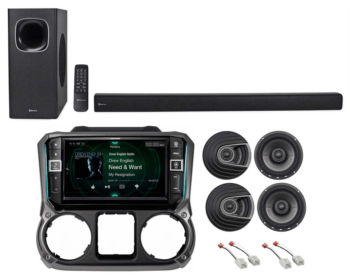 ALPINE i209-WRA Receiver+Polk Audio Speakers+Rockbar For 2011-2018 Jeep  Wrangler - Rockville Audio