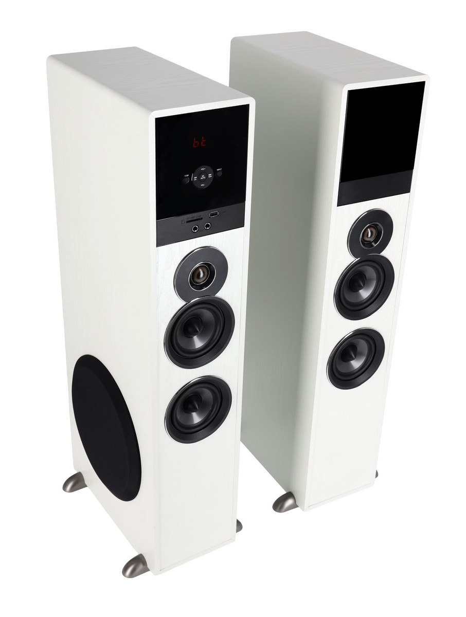 Rockville TM80W White Powered Home Theater Tower Speakers
