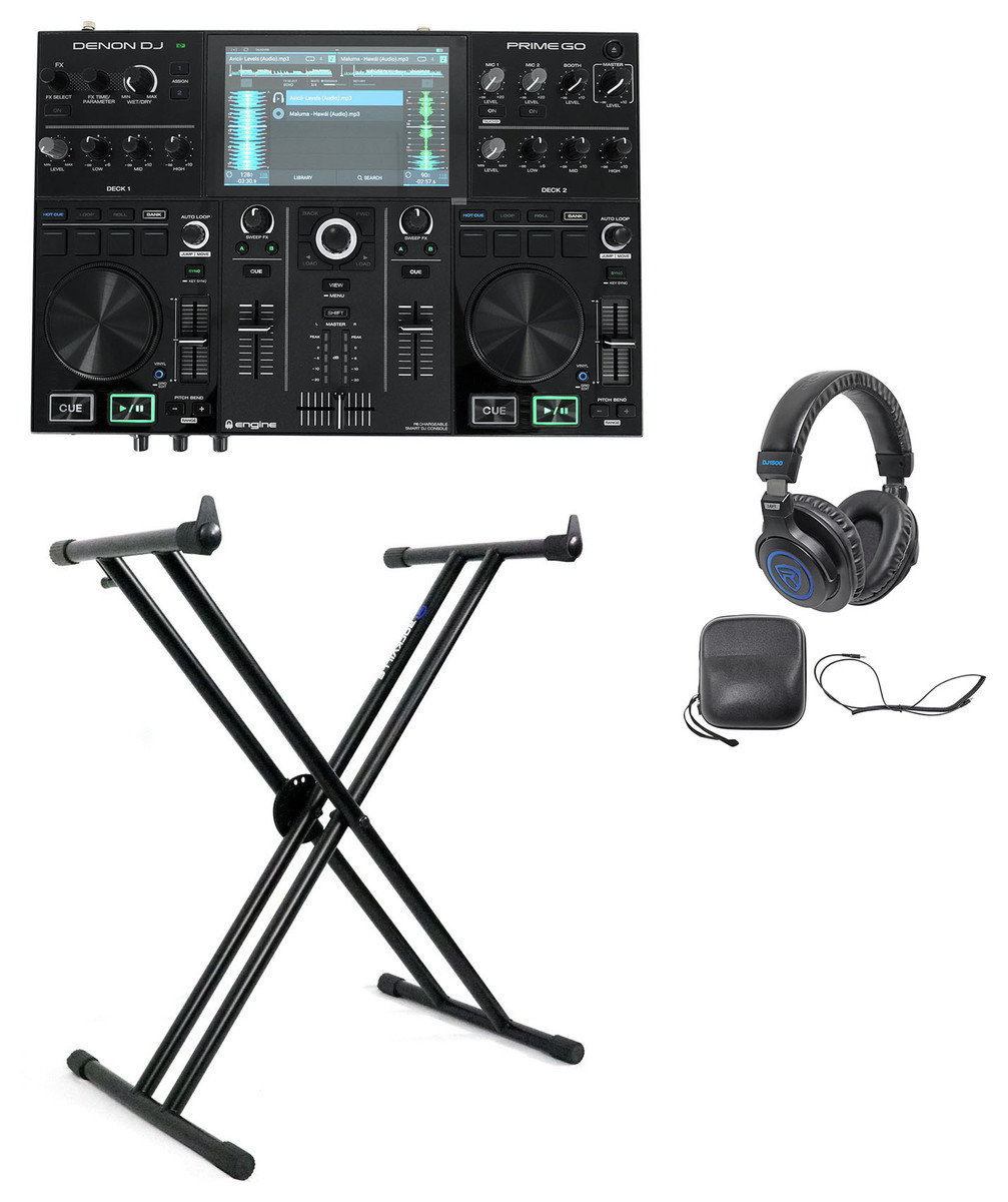 Denon PRIME GO 2-Deck Rechargeable Smart DJ Controller + X-Stand +