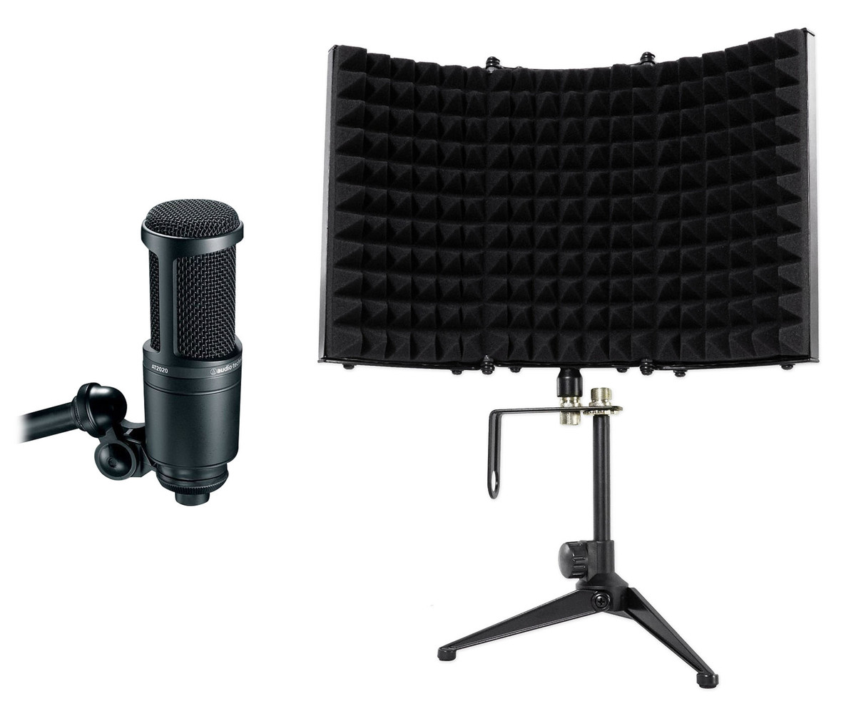 Audio-Technica AT2020 Cardioid Condenser Microphone with Vocal Recording  Setup Kit