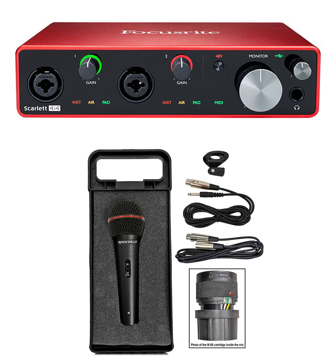 Focusrite SCARLETT 4I4 3rd Gen 192KHz USB Audio Interface Bundle 