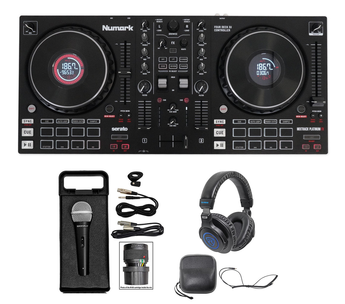 Numark Mixtrack Platinum FX 4-Deck Serato DJ Controller+Headphones
