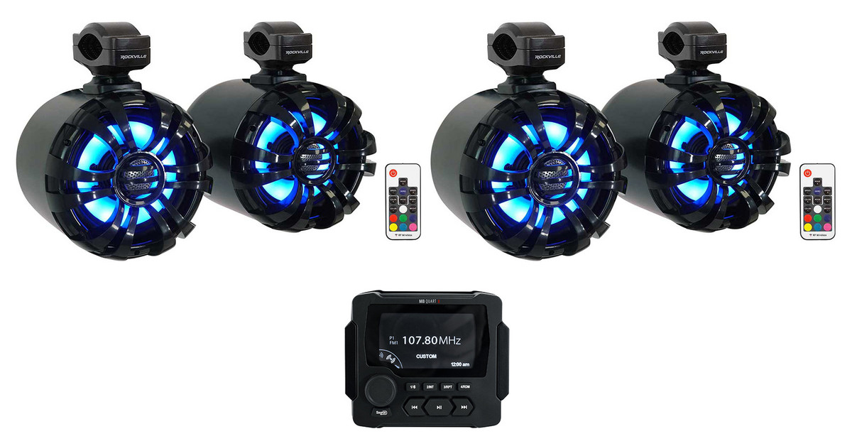 MB Quart GMR-LED Marine/Boat Bluetooth Receiver+4) Black 6.5