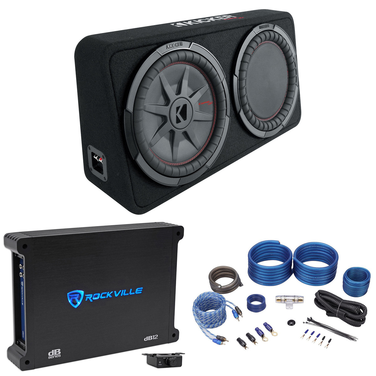 kicker 12 subwoofer with box and amp