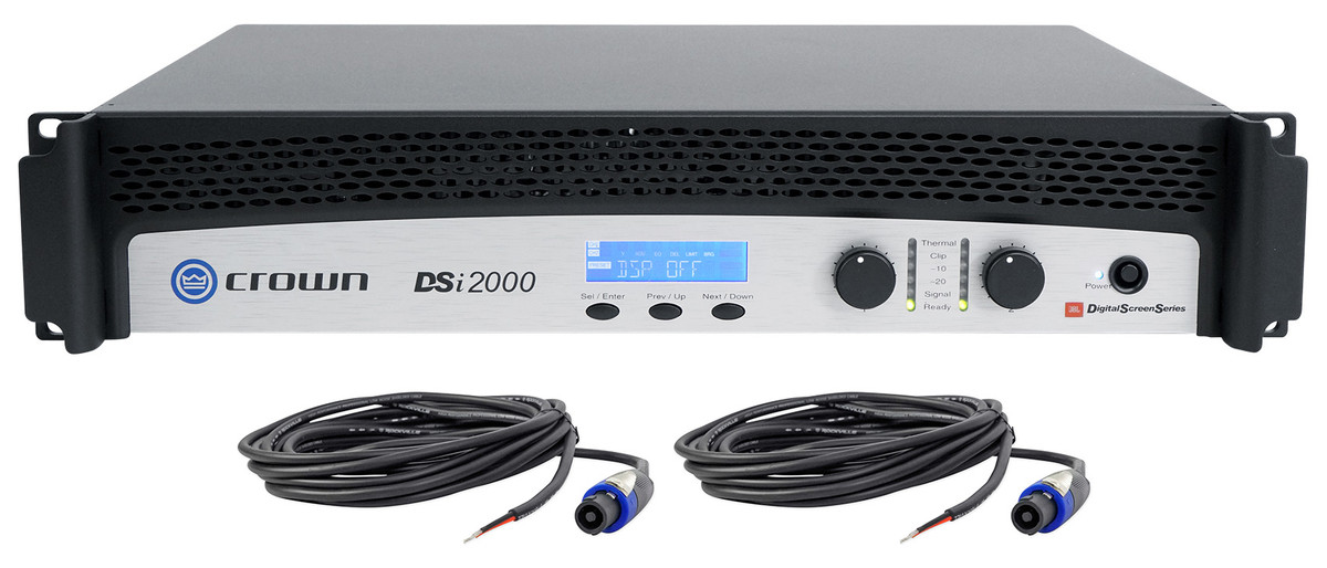Crown DSI-2000 2-Channel Power Amplifier Cinema Amp 1000w Stereo + Speaker  Wire