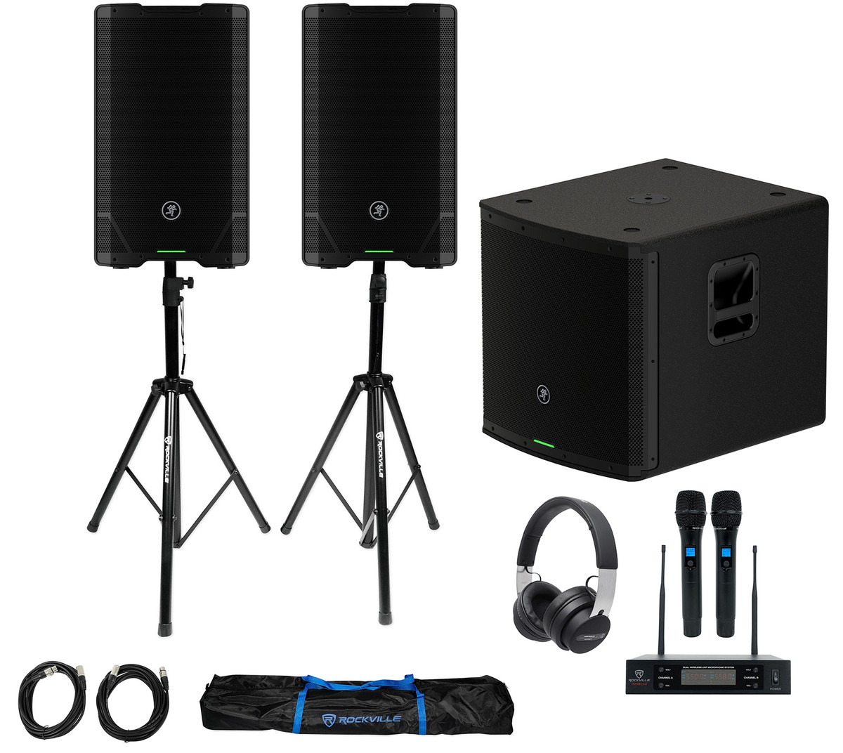 (2) Mackie SRT212 12” 1600 Watt Powered DJ PA Speakers+