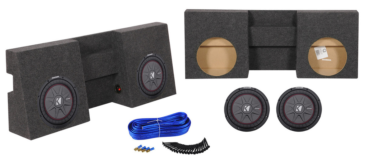 Dual 10" Kicker Subwoofers+Sub Box Enclosure For 0515 Toyota