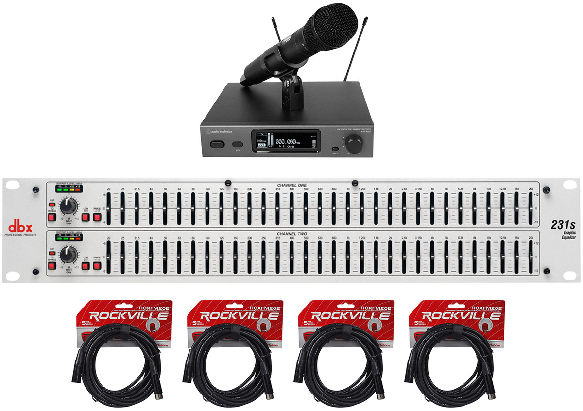 Audio Technica ATW-3212/C710DE2 3000 Wireless Handheld Microphone+DBX 231S  EQ Rockville Audio