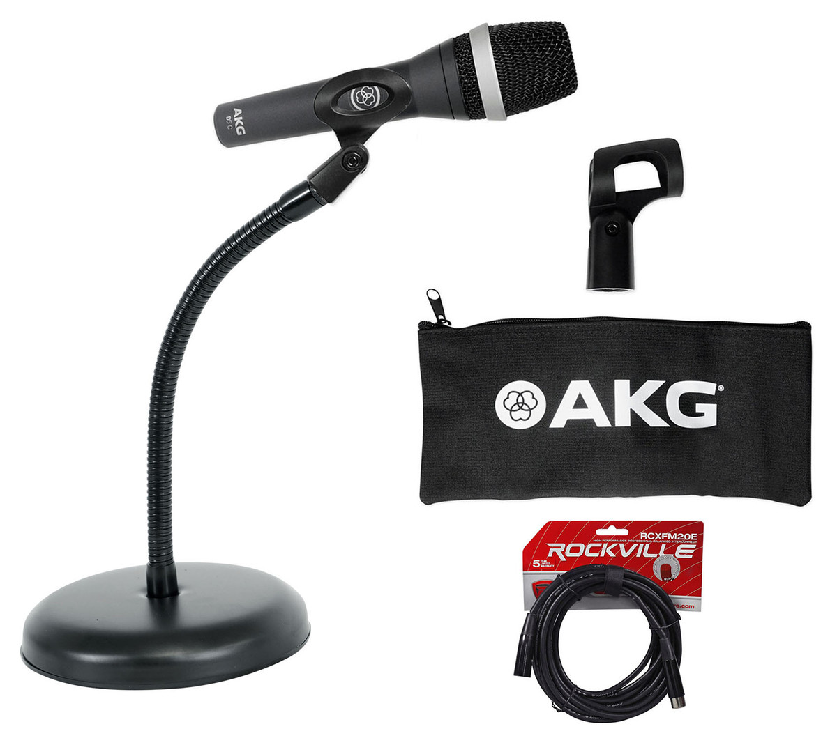 AKG D5 C Professional Dynamic Vocal Microphone D5C+Gooseneck Desk