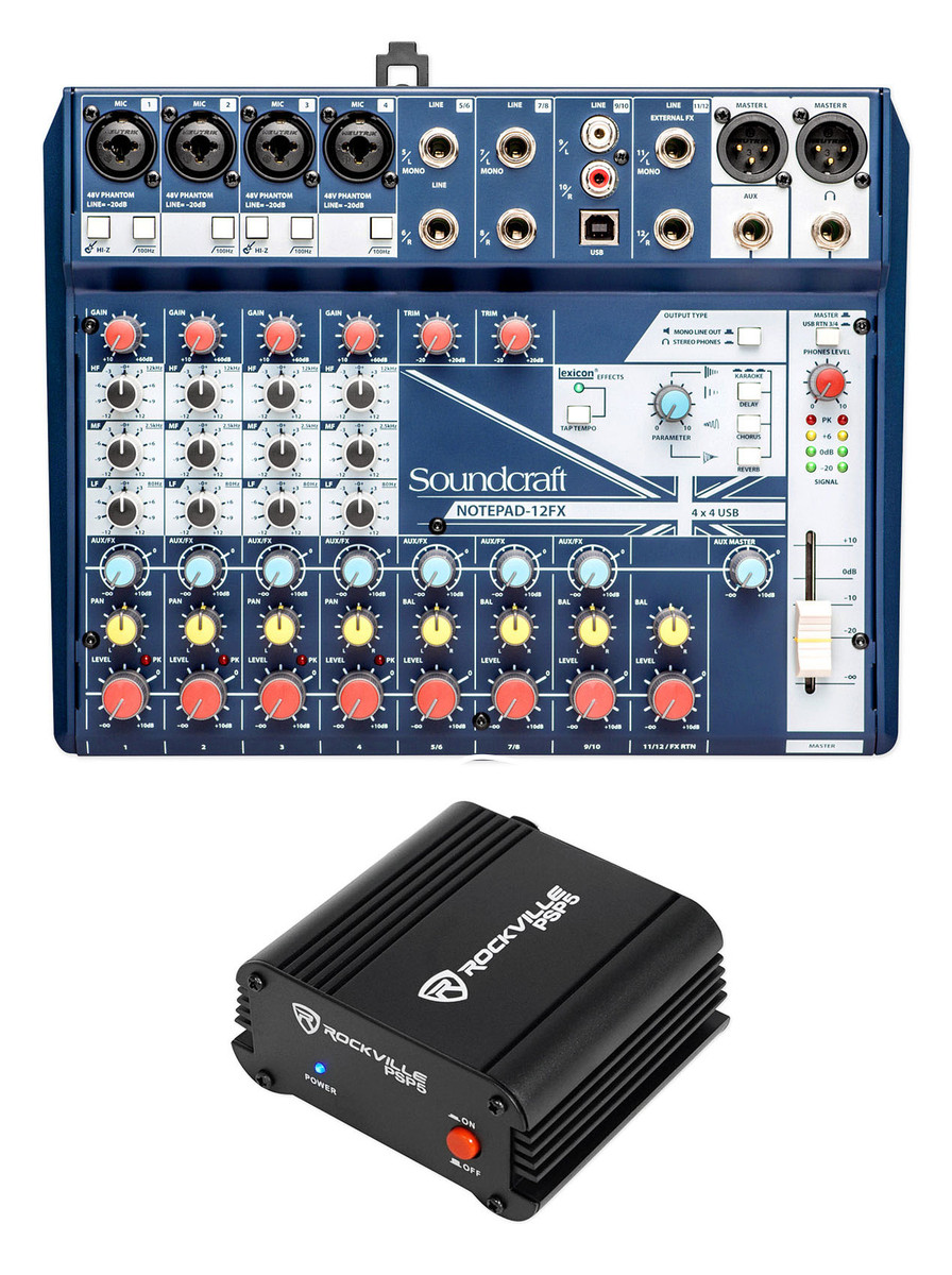 Soundcraft Notepad-12FX 12-Channel Analog Mixer w/ USB I/O+Phantom Power  Supply