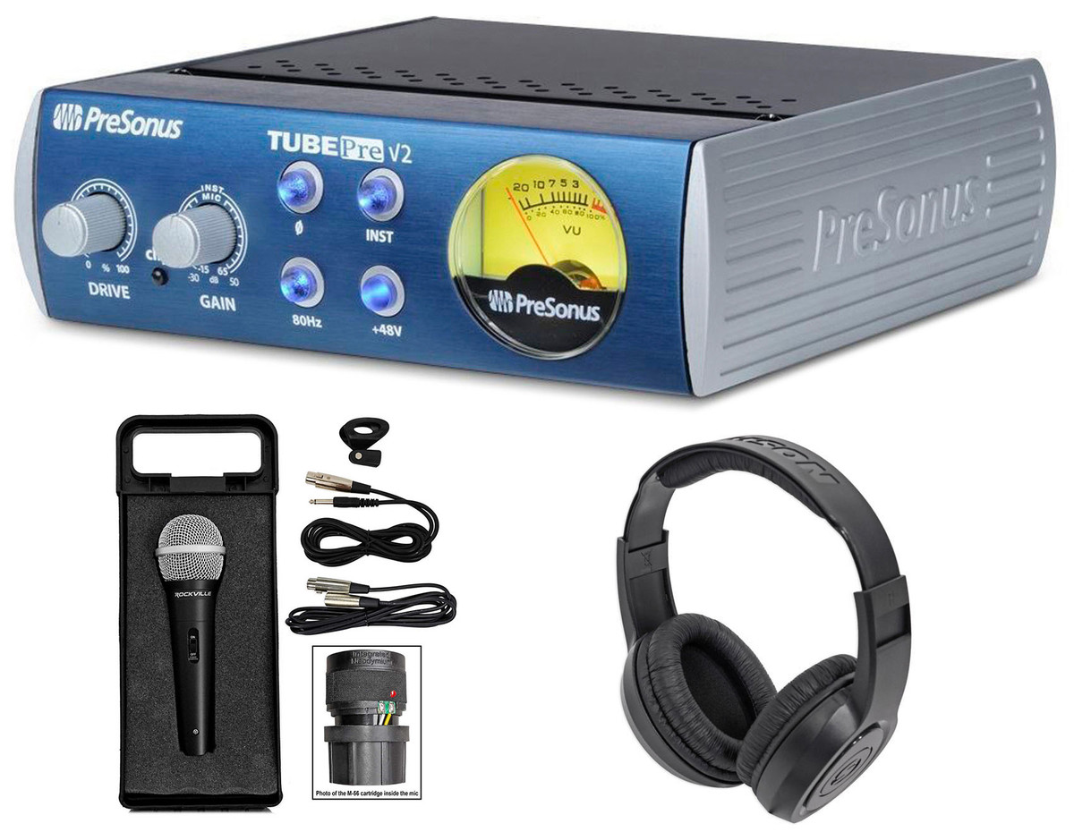 Presonus TubePre V2 Vacuum Tube Preamp+DI Direct Box+Microphone + Headphones