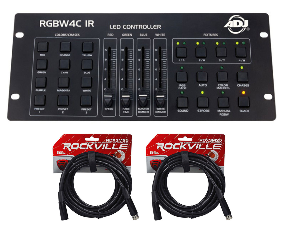 American DJ ADJ RGBW4C IR 32-Channel DMX Controller For Lights+DMX Cables -  Rockville Audio