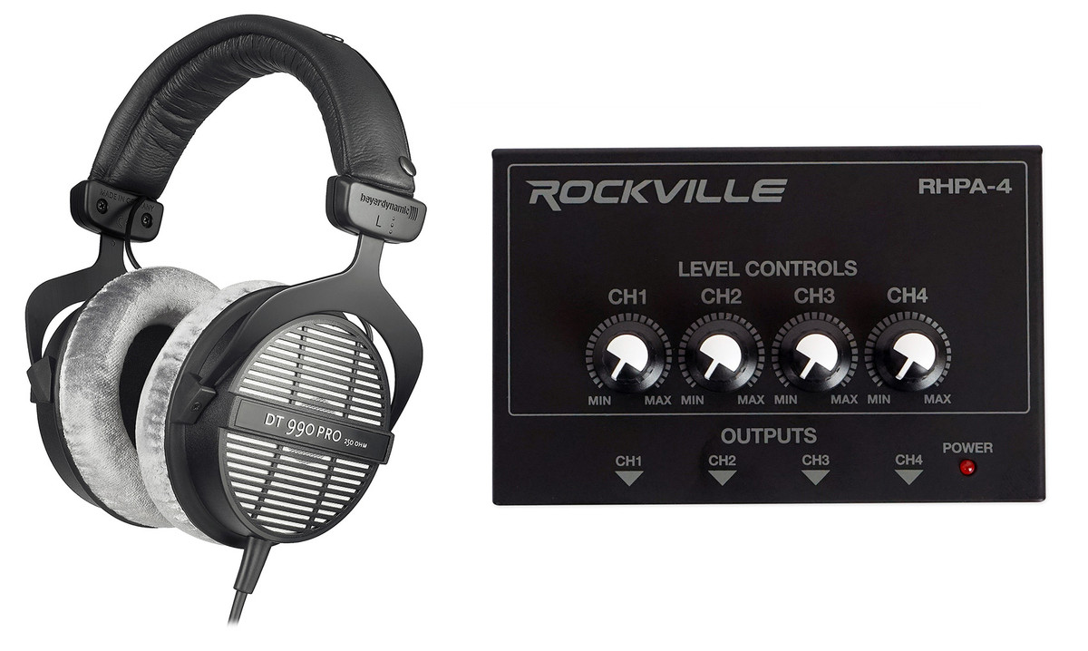 Beyerdynamic DT-990-PRO-250 Studio Monitor Headphones+4-Ch. Headphone  Amplifier - Rockville Audio
