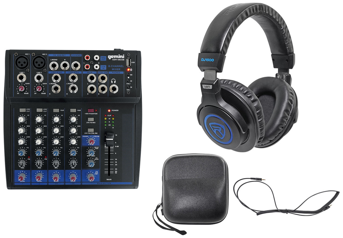 Gemini GEM-08USB 8 Channel Bluetooth Mixer USB/8 Ins/2 Bus/3