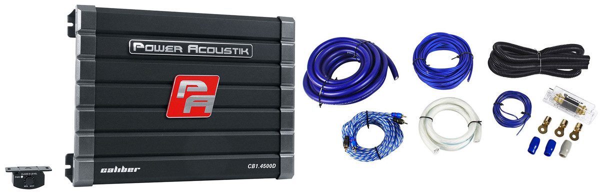 Power Acoustik CB1-4500D 4500w Mono Class D Car Audio 1-Ohm Amplifier+Amp  Kit