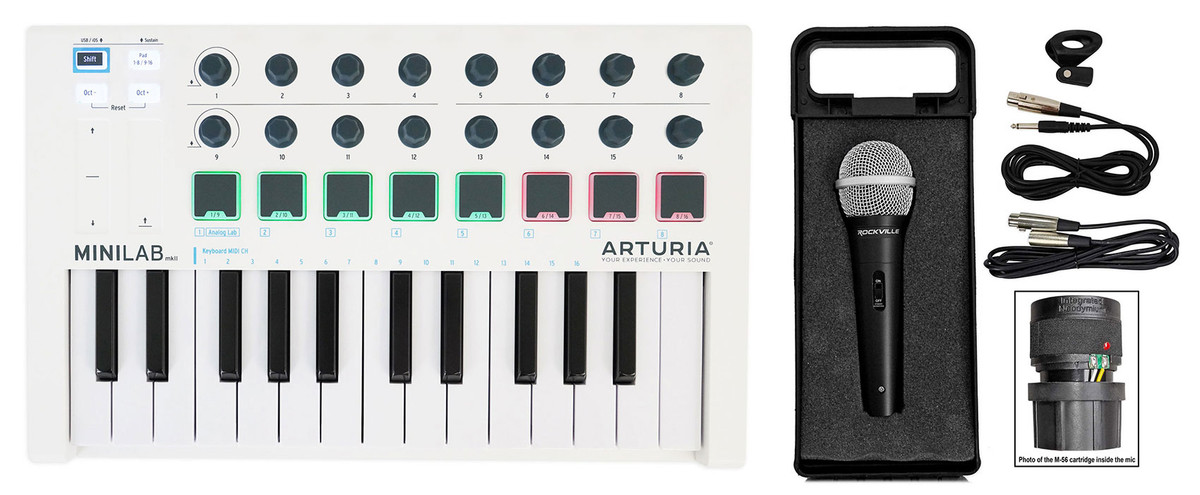 Arturia MiniLab MKII USB MIDI Bus Powered 25-key Keyboard  Controller+Microphone