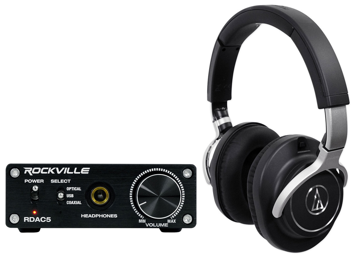 Audio Technica ATH-M70x Monitor Headphones+DAC Headphone Amp - Rockville Audio