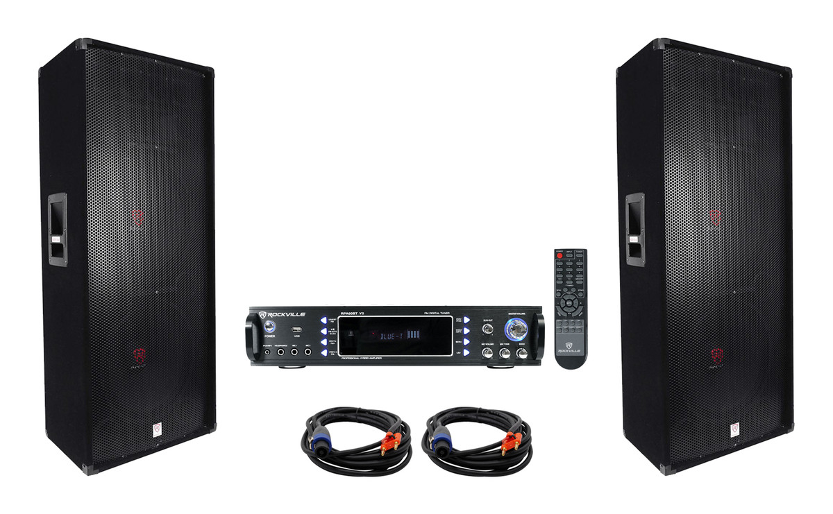 Rockville Home Audio Bundle w/ (2) Dual 15” 3000w Speakers+