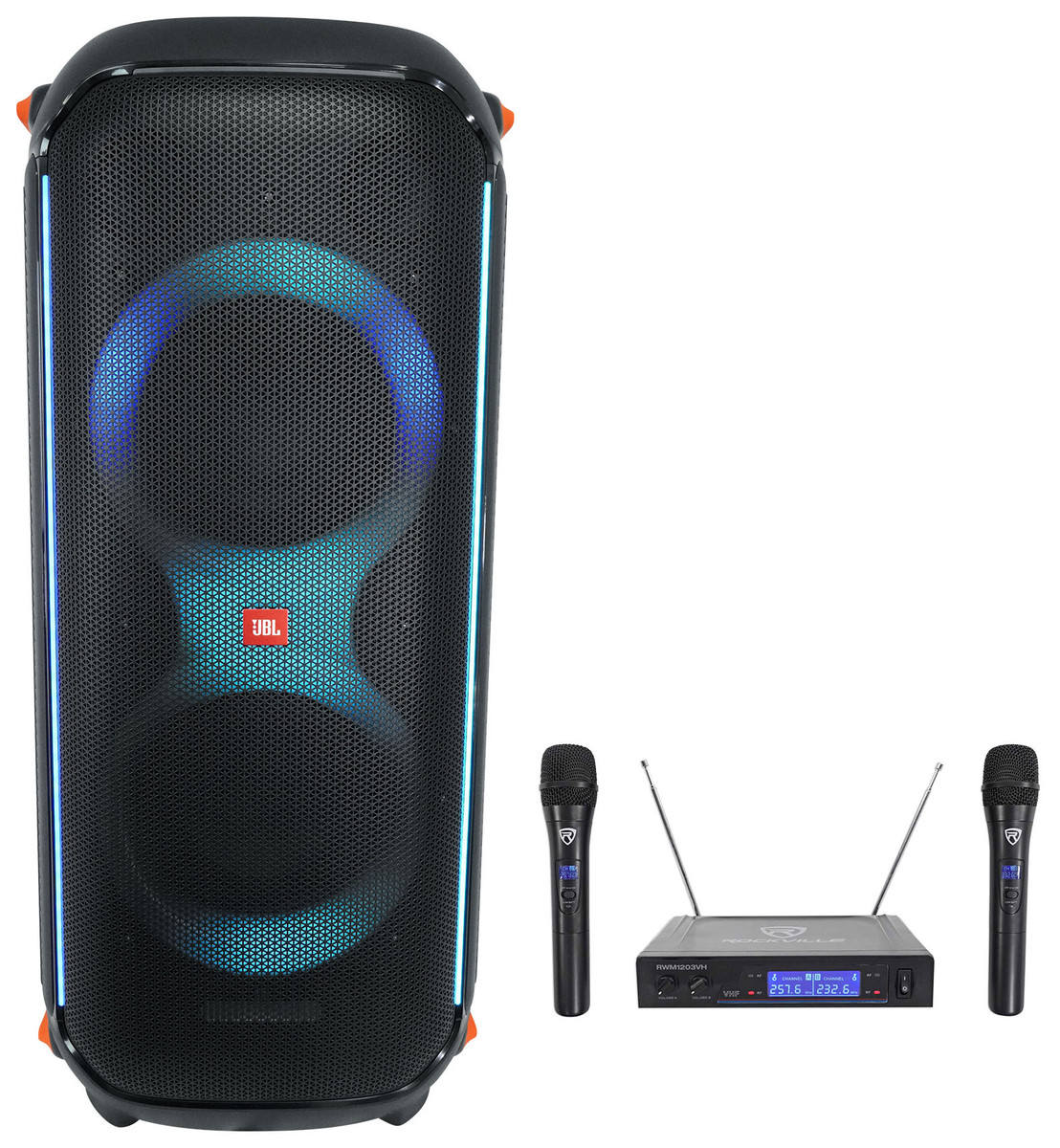 JBL PartyBox 710 800W Portable Wireless Bluetooth Speakers (Two Pack)  Bundle with Extended Protection